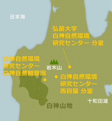 弘前大学白神自然環境研究センター、白神自然観察園のマップ